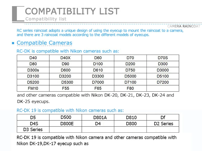 JJC дождевик Водонепроницаемый DSLR дождевик для Nikon D7200/D7500/D5100/D3000/D5/D4 камеры с DK-20/DK-2/DK-23/DK-19/DK-17 наглазник