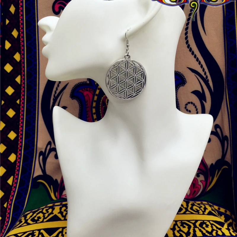 Цветок жизни древние серебряные женские серьги Таиланд индийский Афган ювелирные изделия для женщин Бохо Цыганский Хиппи обмотки элегантный подарок