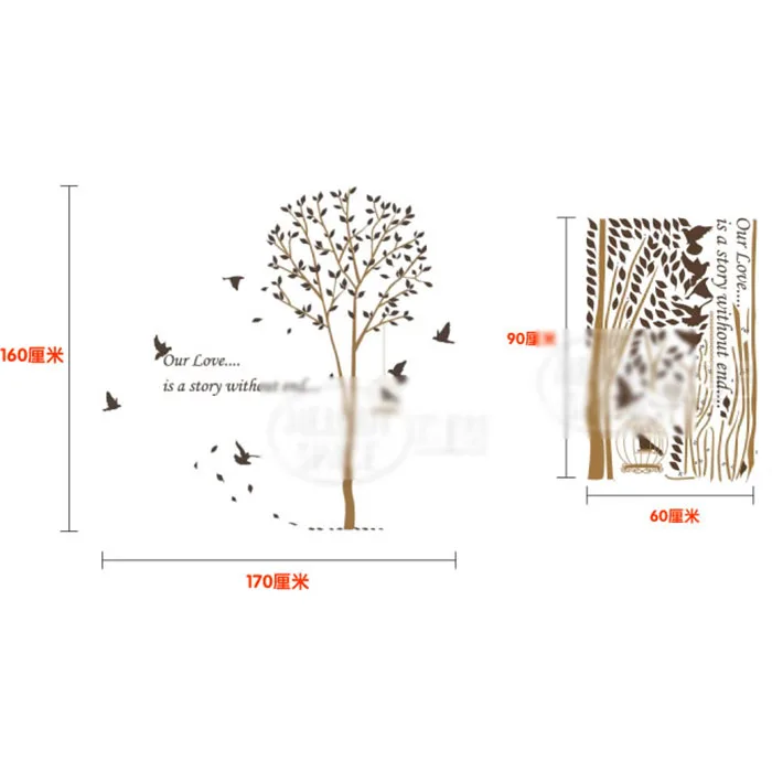 WH- Hot Selling Removable Love Story Tree Bird Vinyl Art Wall Stickers Decal Mural Home Decor 60*90CM | Дом и сад