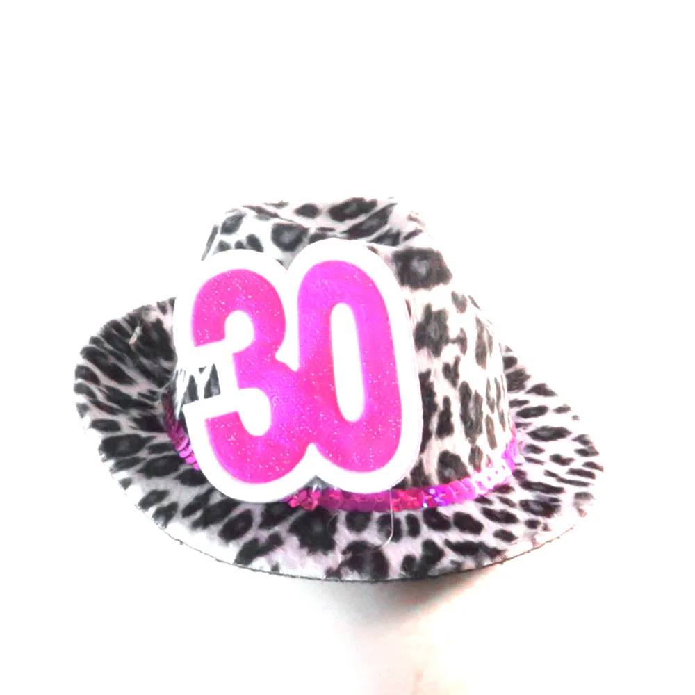 Новинка года; модная леопардовая шляпа; блестящая розовая шляпа принцессы на День рождения; новинки для взрослых; Вечерние платья на день рождения - Цвет: Pink 30 White Lepo