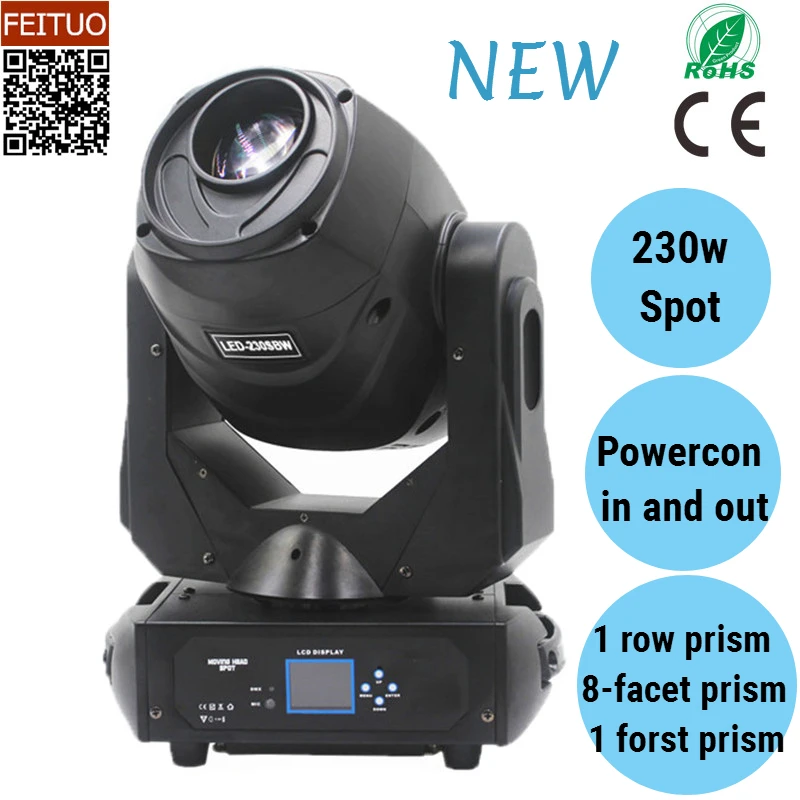

New Arrival LED 230W Moving Head Spot Light 1 Row Prism+8 Prism+1 forst Prism Gobo 230 Stage Lighting