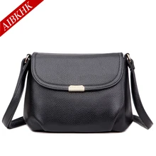 AIBKHK Hot Black Luxury Handbags Women Bags Designer Italian Genuine Leather Messenger Bag Sale Khaki Shoulder Bags for Women