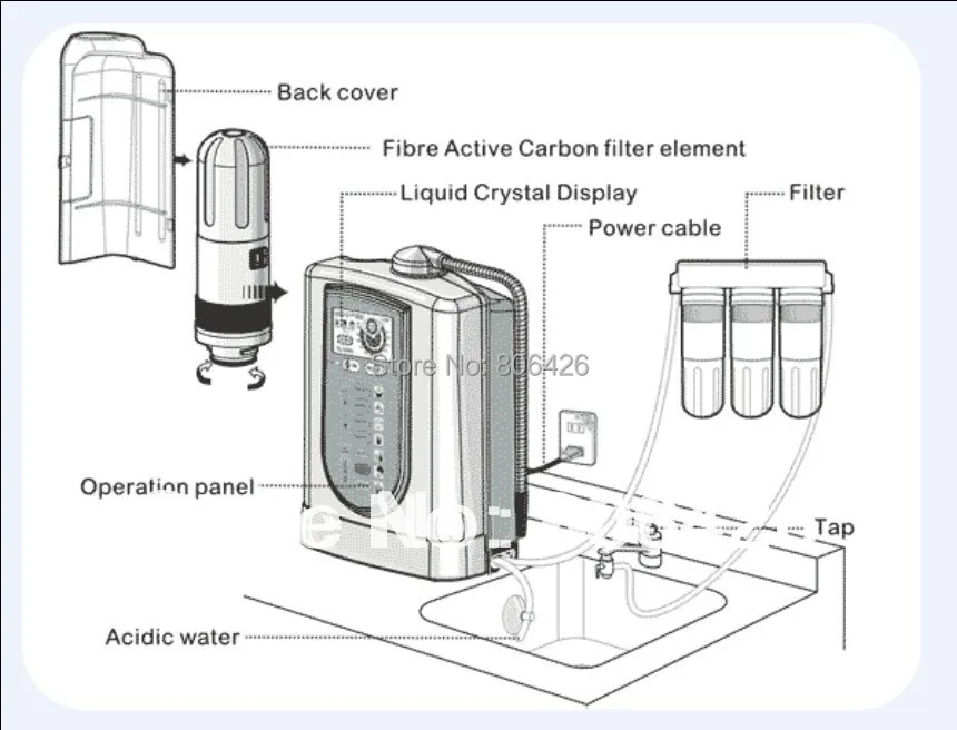 embutida do filtro ionizer agua 02