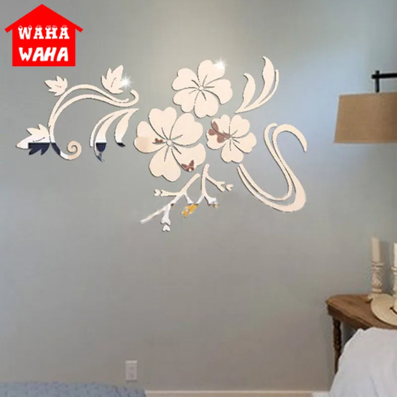 3D DIY Flower Acrylic Wall Sticker Modern Stickers Decoration Acrylic