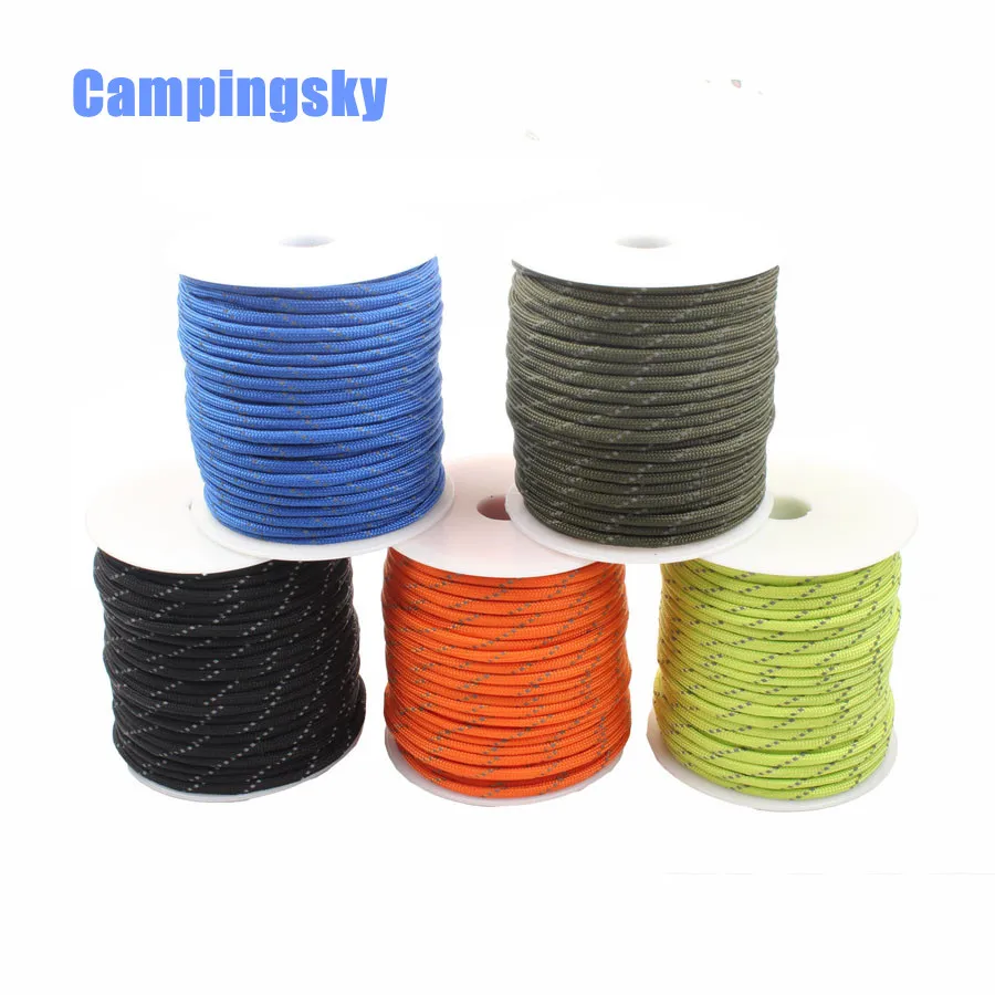 

CAMPINGSKY Reflective Paracord 550lb 7 Strand 100FT Survival Paracord 550 Paracord Parachute,High-intensity reflective