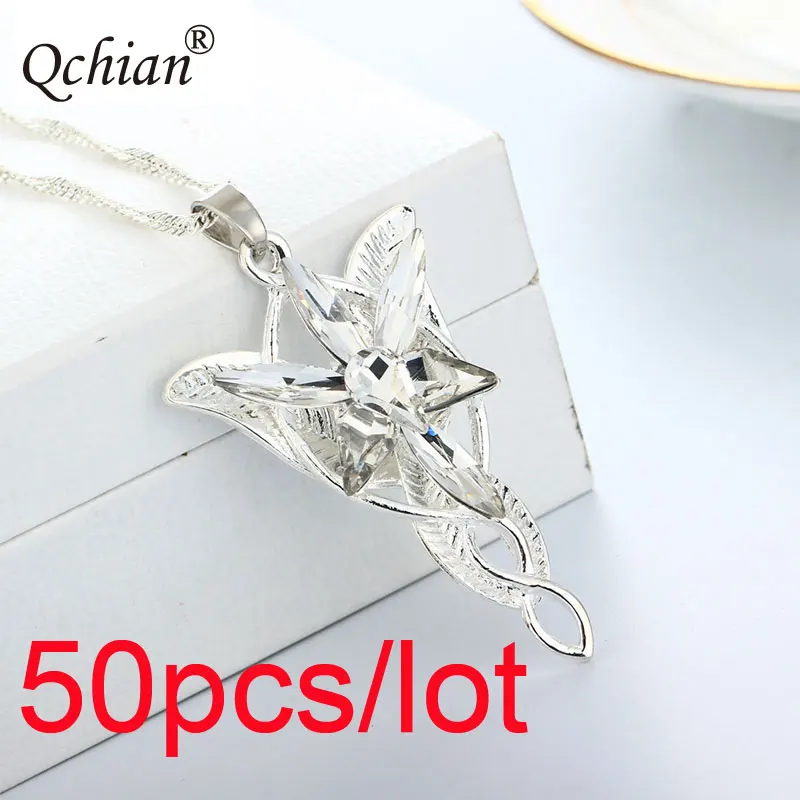 

50pcs/lot The Lord of the Ring Arwen Evenstar Pendent Movie Jewelry Crystal Twilight Star Silver Pendent Torque