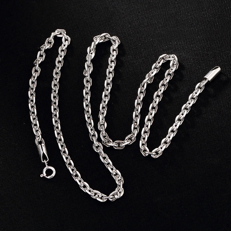 

Long Necklace 46CM-76CM Silver 925 Long Link Chains Fashion Style Statement Necklace For Women HN060