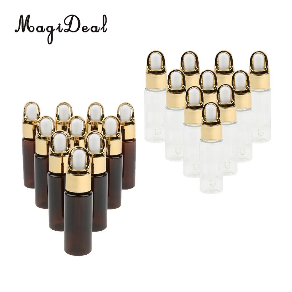 10pcs Refillable Empty Glass Plastic Essential Oils Eye Dropper Bottles 20ml