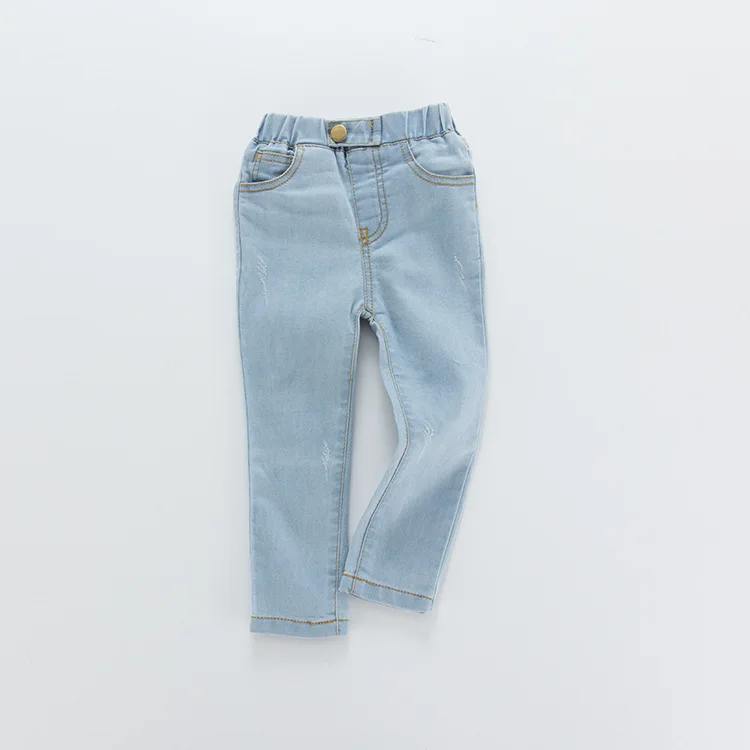 Новинка; Джинсы зауженные брюки для мальчиков и девочек; сезон весна-осень; детские джинсы; 8JZ017 - Цвет: light blue