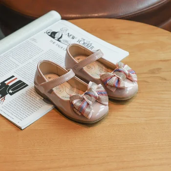 

Baby Girl Leather Shoes Autumn New Cute Bow Soft Bottom Girls Shoes Diamond Princess Single Shoes Fashion Comfortable SZ077