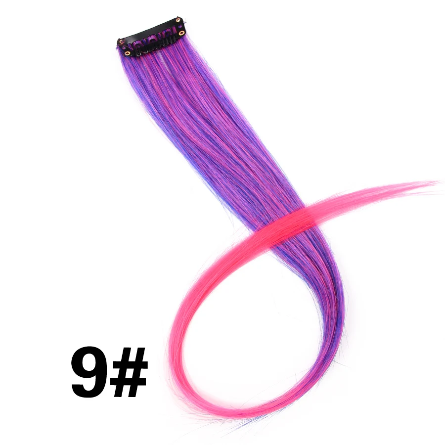 Alileader, накладные волосы на заколках, 50 см, прямые Длинные Синтетические шиньоны для женщин и девочек, радужные 57 цветов, 12 г/шт - Цвет: 9