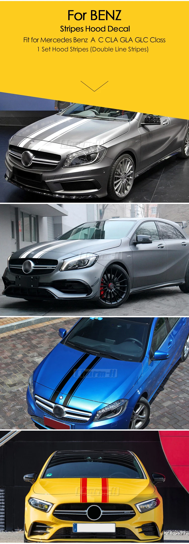 Автомобильный капот полоса графическая наклейка наклейки для Mercedes Benz A, C, E GLA CLA45 W176 C117 W204 W205 C63 купе amg аксессуары