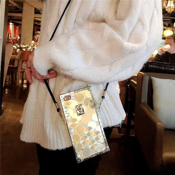 Чехол для iphone X, XR, XS MAX, 8, 7, 6 S, 6 Plus, чехол, роскошное покрытие, золотой узор, с плечевым ремнем, мягкий силиконовый чехол, Fundas - Цвет: phone bag case