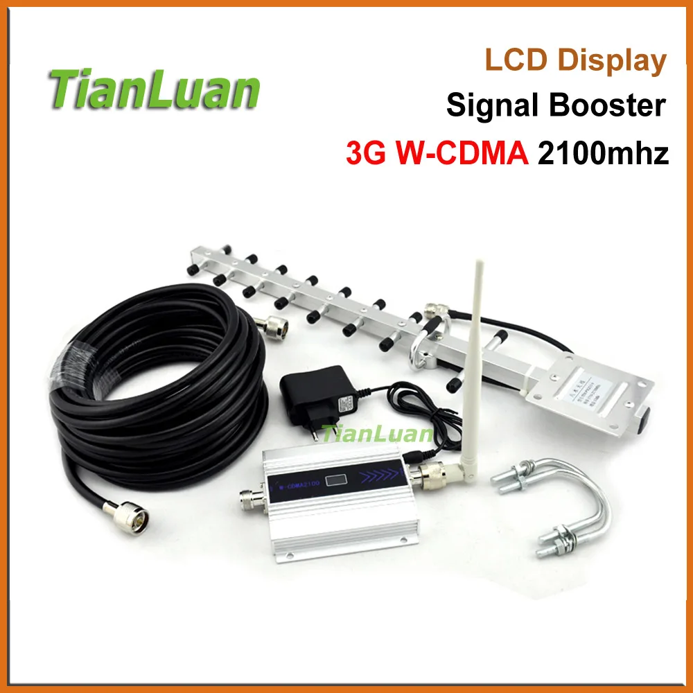 

TianLuan Mini W-CDMA 2100Mhz Mobile Phone Signal Booster WCDMA 3G Signal Repeater Amplifier + Whip / Yagi Antenna with 10m Cable