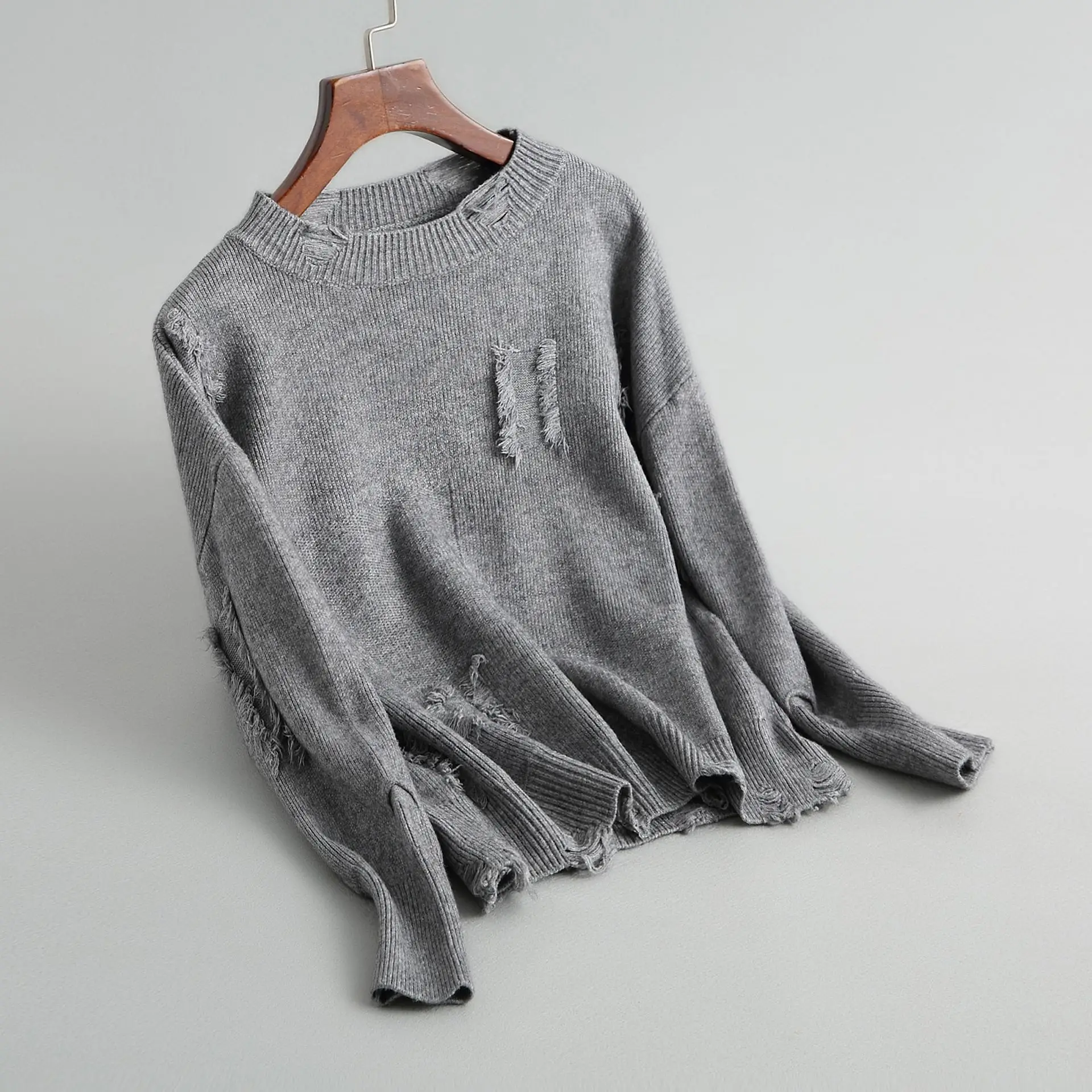 

Shuchan High Quality Fashion Designer 2018 Women Sweater Hole Pullovers 2018 New Arrival For Women Autumn Winter Tops 8-1851