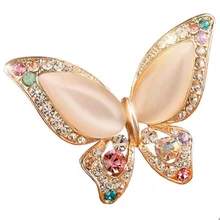 Factory price 3 colors for choose OPal rhinestone brooches wedding butterfly brooch women fashion jewelry good gift