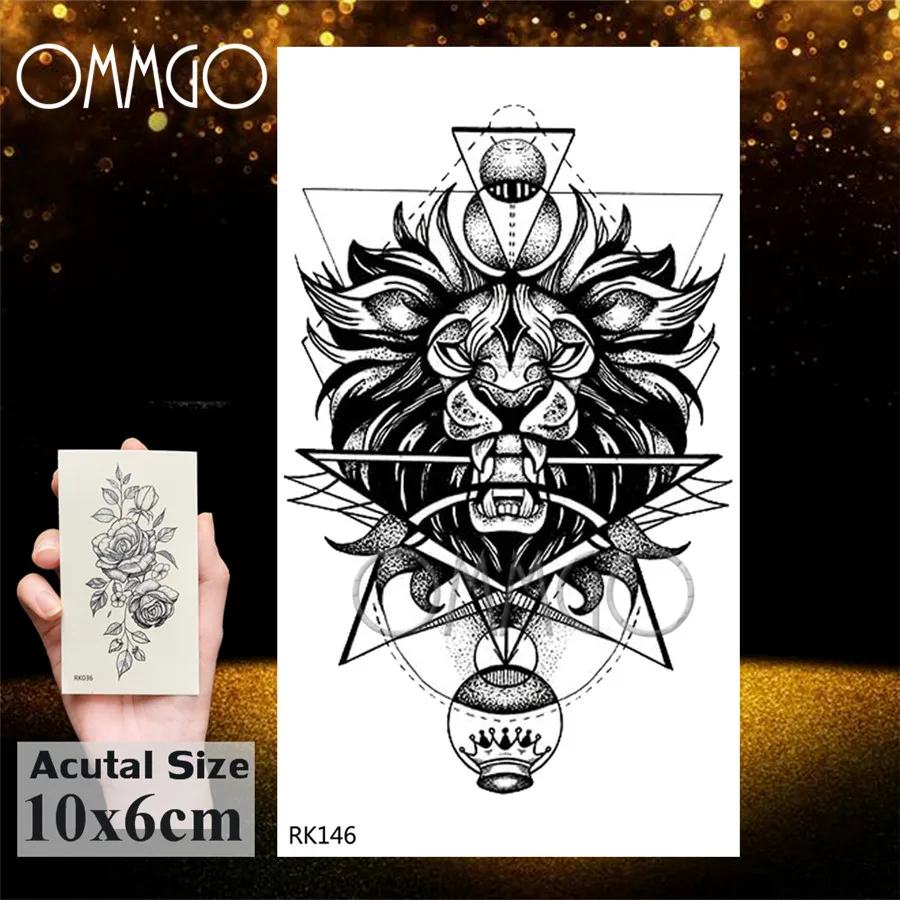 Акварельный Лев OMMGO Gagalxy с тигром Временные татуировки наклейки алмазные рисунки