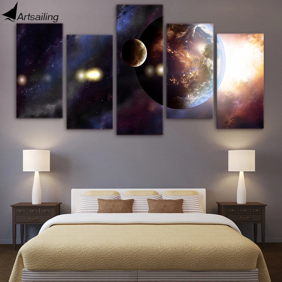 5 шт. холсте HD с абстрактным Вселенная Галактика, планета настенные картины для Гостиная рамки плакат Бесплатная доставка/ny-1790