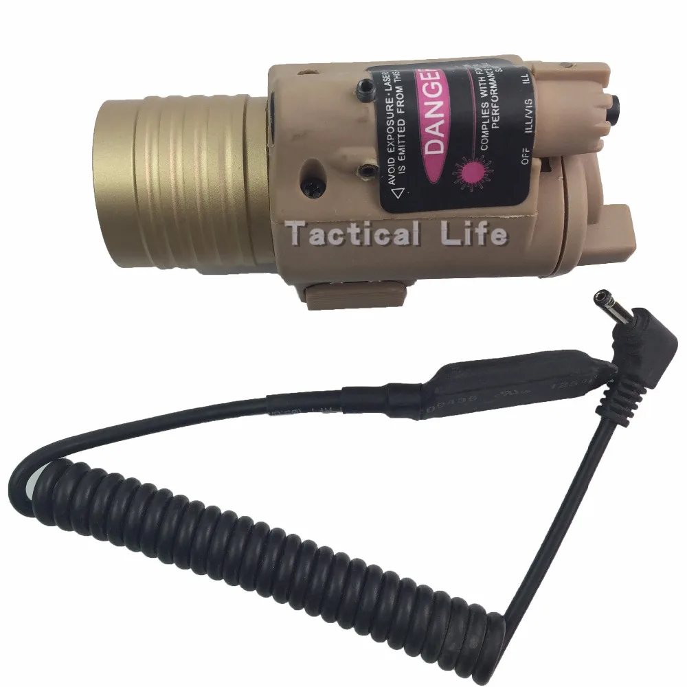 2016 Tactical Hunting M6 Yellow Flashlight Red Laser Optronics Precision LED Light With Tail Switch Tan