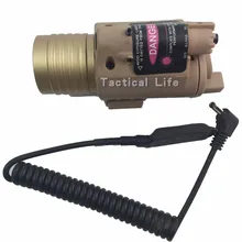 2016 Tactical Hunting M6 Yellow Flashlight Red Laser Optronics Precision LED Light With Tail Switch Tan