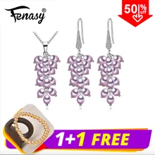 FENASY жемчуг длинные серьги 925 пробы серебро комплекты украшений для женщин пресноводный Ювелирные наборы кисточкой nceklace