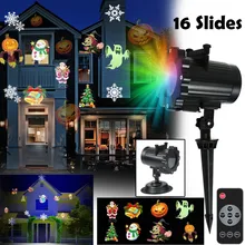Светодиодный проектор свет 16 узор пейзаж лампа проекция для Хэллоуина Подарки и Прямая