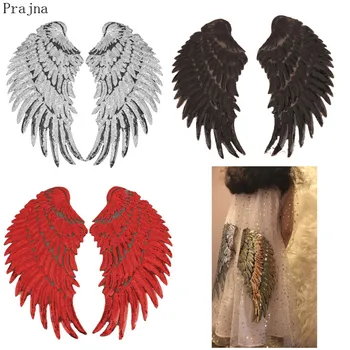 

Prajna Red Angel Wings Patch Applique Sewing Iron On Sequin Patches For Clothes Stickers Jeans Fabric Patch Sewing Supplies