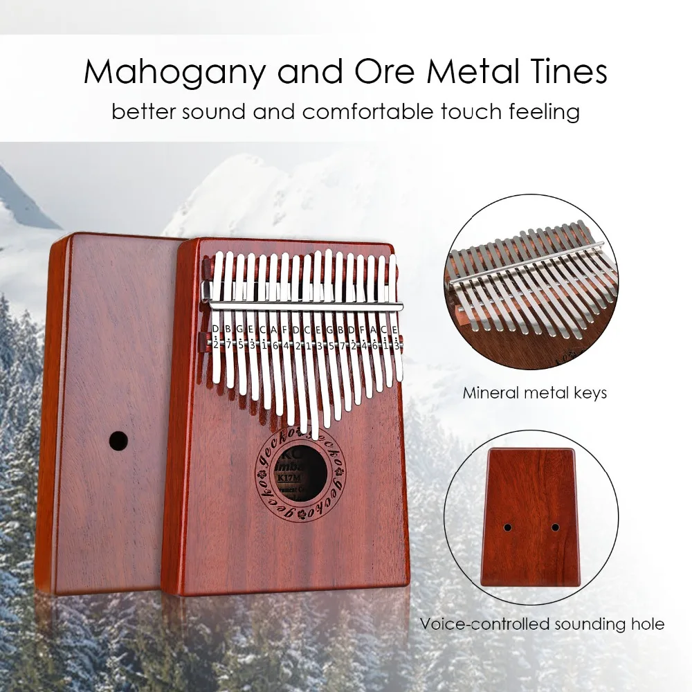 GECKO Kalimba 17 клавиш Thumb Piano builts in EVA высокопроизводительный защитный мешок тюнинг