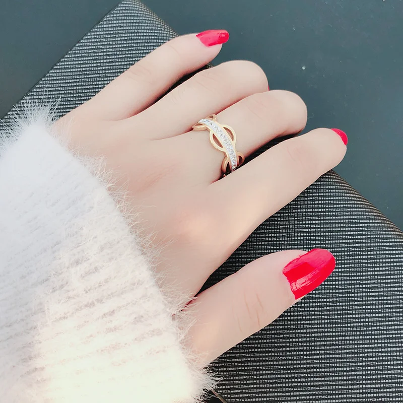 DOTIFI 316L кольца из нержавеющей стали для женщин, волнистое обручальное кольцо, ювелирные изделия
