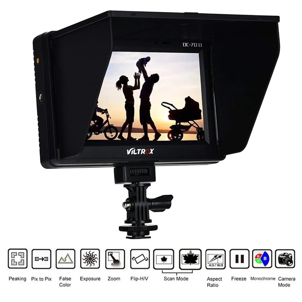 

Original VILTROX DC-70 II 7" HD 1024x600 Clip-on LCD Monitor HDMI AV Input for DSLR Sony Canon Camera Monitor