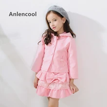 Brand children’s clothing girls suit spring new children wool two-piece skirt princess long-sleeved jacket 3-10 years skirt set