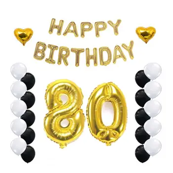 

Fopcc 80th Birthday Party Decoration Kit Gold Happy Birthday Letters Number 80 Foil Balloon 80 Years Old Party Supplies