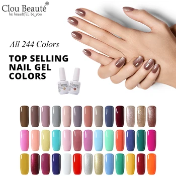 

Clou Beaute 244 Colors Nail Polish Gel Varnish 15ML Semi Permanent UV Gel Varnish Hybrid Nail Art Off White Beige Nude Nail Art