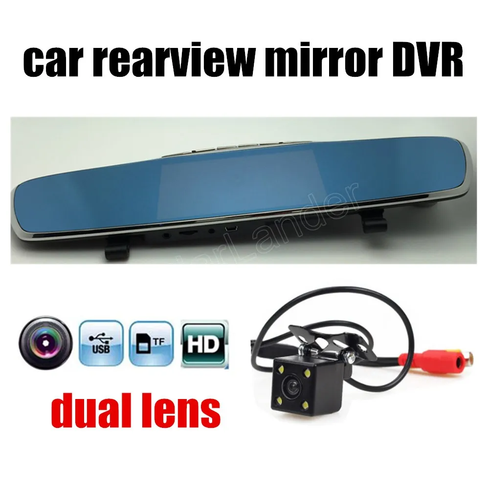 New Car DVR Review Mirror 2 dual Lens Camera Digital Video