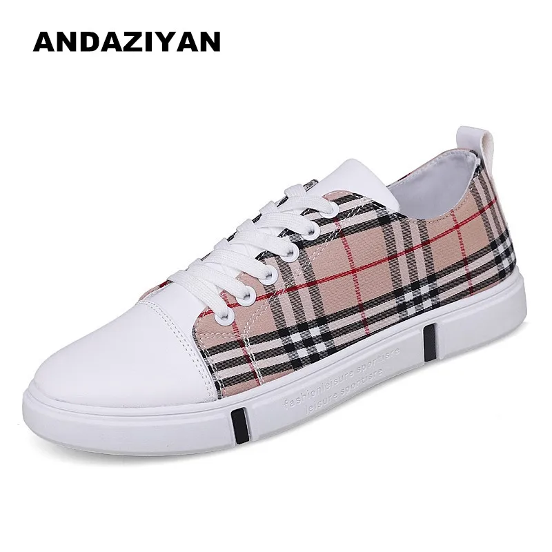 

Korean version of the spring and autumn style plaid breathable flat lazy cloth student casual men shoes