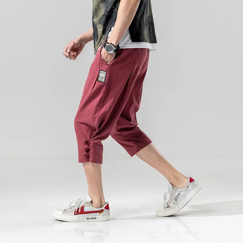 

2019 Summer Sweatpants Jogger Pants Men Cotton Casual Slim Calf-Length Mens Harem Pants