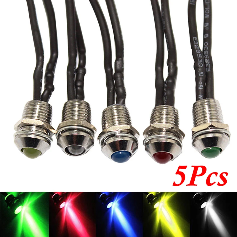 5 Pcs 12V светодиодный тире пилот Панель индикатор Предупреждение Светильник лампы автомобилей Boat морской Ван