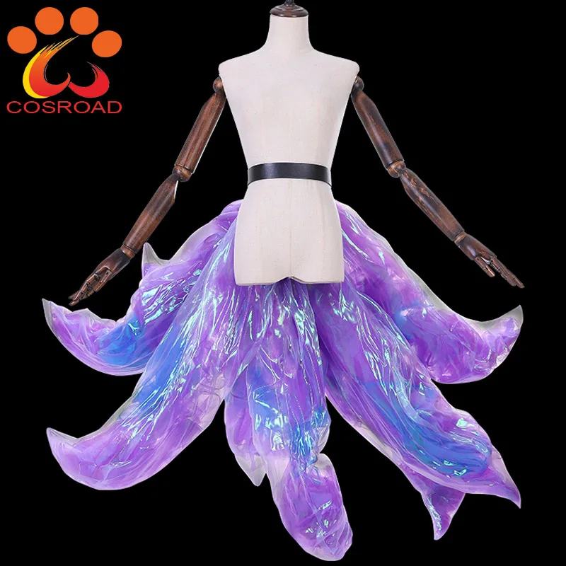 Cosroad LOL KDA Ahri Nine Tailed Cosplay Costume Wigs With Fox Ears Cosplay Props Accessories