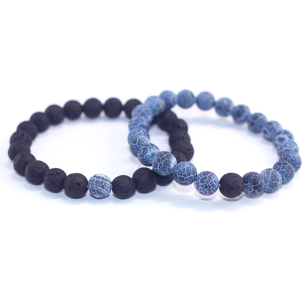 Пара дистанционный браслет классический натуральный камень синий и черный Инь Ян бисерные браслеты для мужчин и женщин лучший друг горячая распродажа
