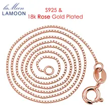 

Lamoon Simple 40cm 925 Sterling Silver Rose Gold/White Gold/14K Yellow Gold Plated Box Chain Necklace for Men and Woman CI007