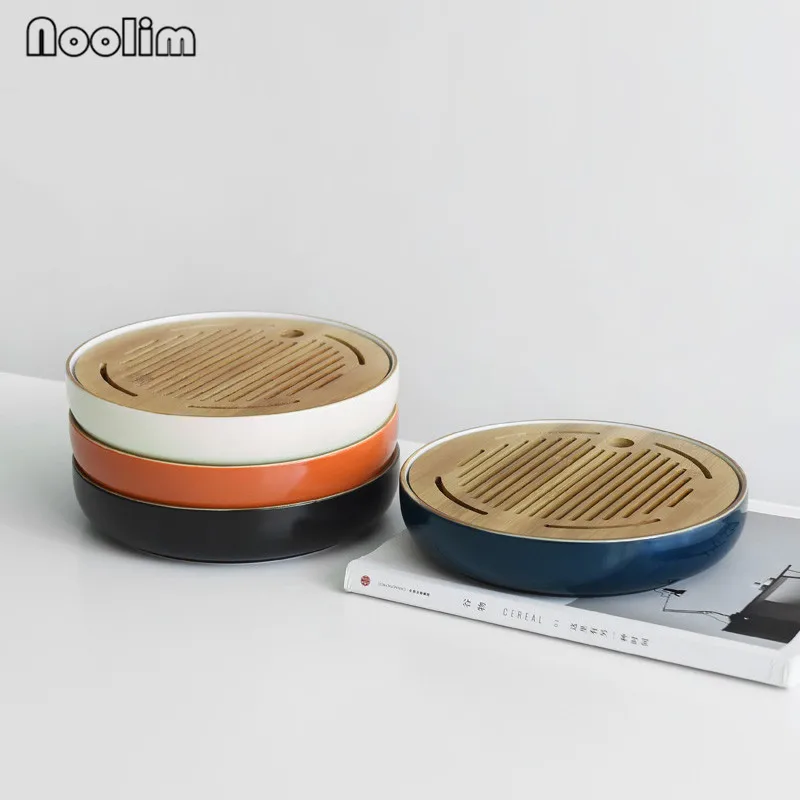 Керамический круглый поднос для чая китайские корзины ручной работы хранения