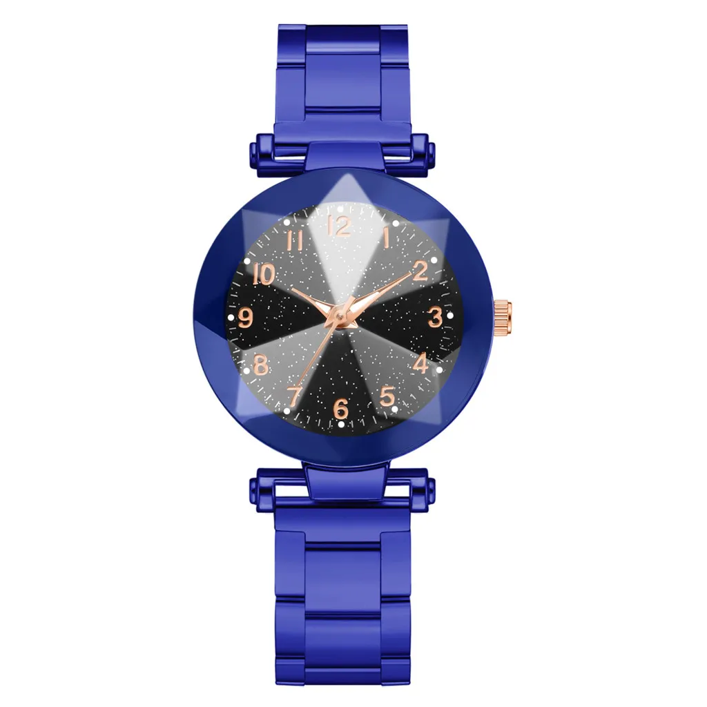 relogio feminino модный Дамский стальной ремень звезда небо циферблат Кварцевые часы светящиеся MultiAngle поднятие reloj mujer - Цвет: Blue