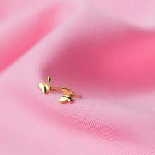 MloveAcc 925 пробы серебряные милые Крошечные золотые серьги-гвоздики с бабочкой подарок для женщин девочек модные серебряные ювелирные изделия