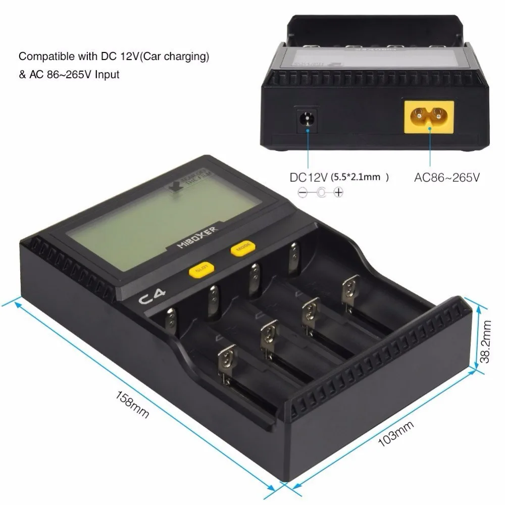 Умное зарядное устройство-оригинальное Miboxer C4 lcd умное зарядное устройство для Li-ion/IMR/INR/ICR/Ni-mh/Ni-Cd/LiFePO4 перезаряжаемое