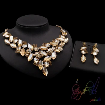 

yellow flower crystal jewelry set small fashion jewelry sets Kundan artificial jewellery set