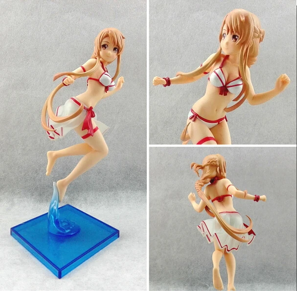 Chara-Ani Sword Art Online SAO ALO UW Yuuki Asuna Figure Asuna Bikini Surfing Version 16CM Lifa PVC Anime Sexy Doll Model Toys