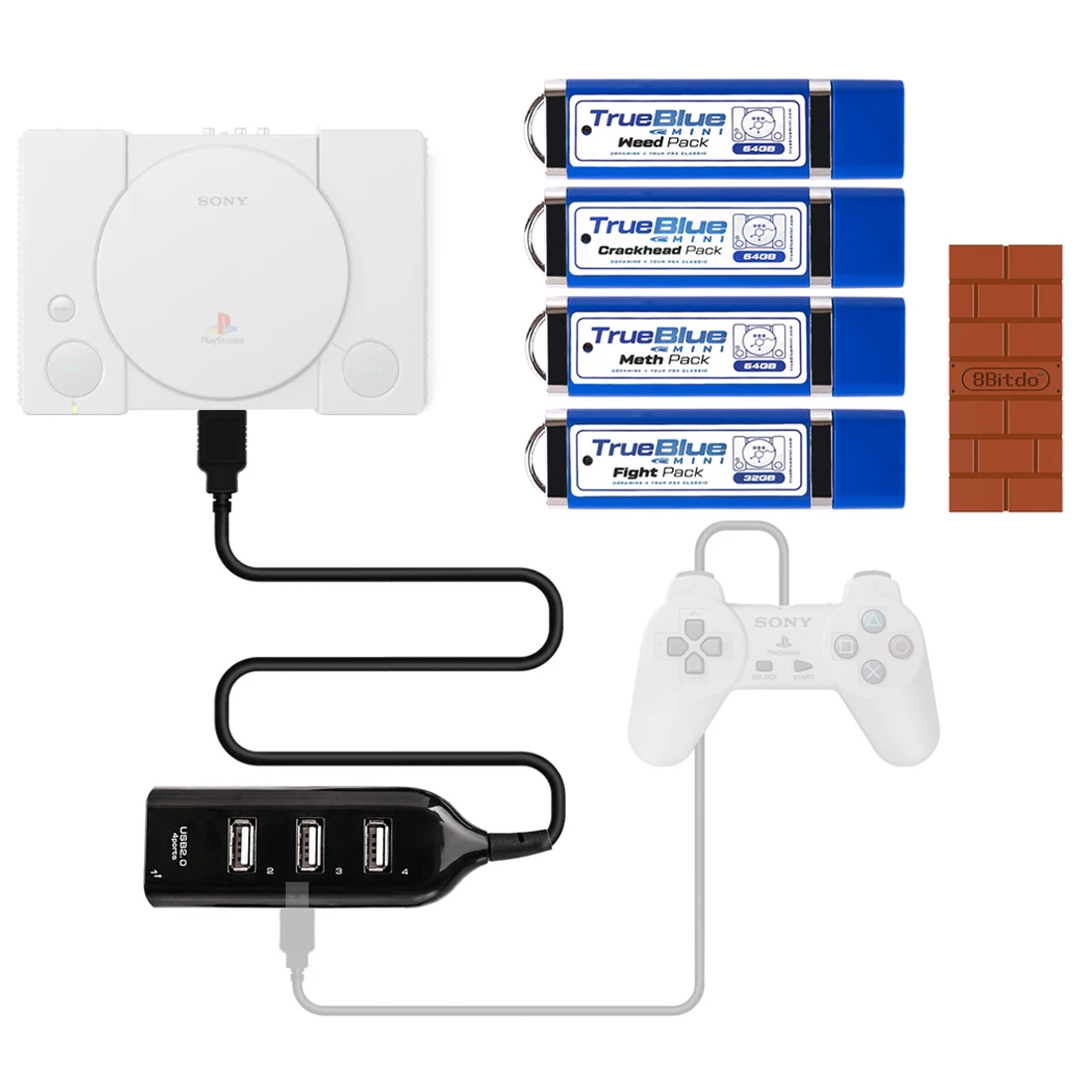 Настоящий синий мини Crackhead Meth Fight Weed Pack для playstation Classic+ беспроводной Bluetooth геймпад RR адаптер для PS 3/4