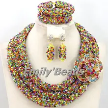 popurlar Африканский Бусины Ювелирные наборы нигерийской свадьбы Цепочки и ожерелья Ювелирные наборы Африканский комплект ювелирных изделий костюма aej877