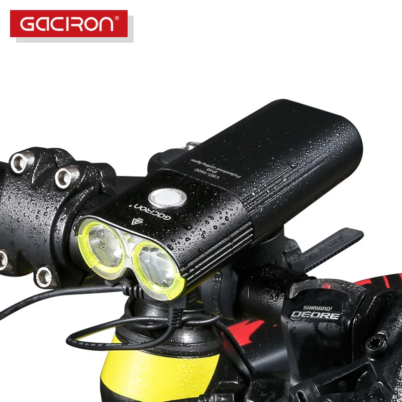 GACIRON Professional Bicycle Light Power Bank Waterproof USB Rechargeable Bike Light Side Warning Flashlight 1600 Lumen