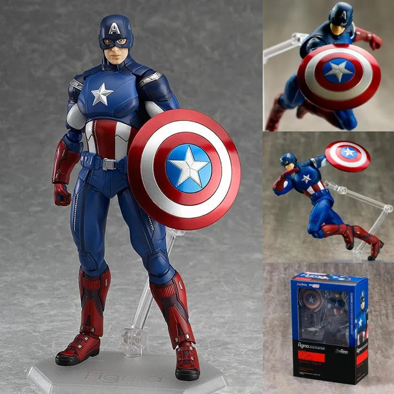 Новый Figma Мстители Капитан Америка 226 16 см предусмотрена Marvel Super Hero ПВХ фигурку Коллекция Модель игрушка в подарок KC007